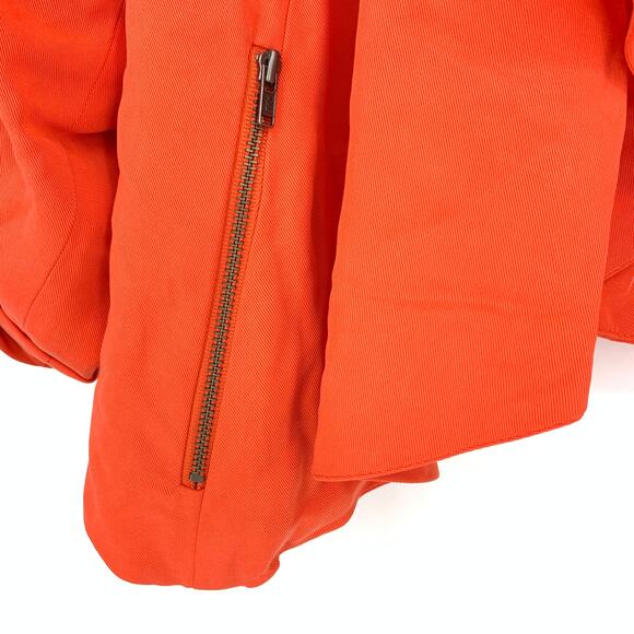 Cartonnier Size Small Coral Orange Blazer Draped Roll Tab Sleeve Zippered Pocket - Picture 7 of 7
